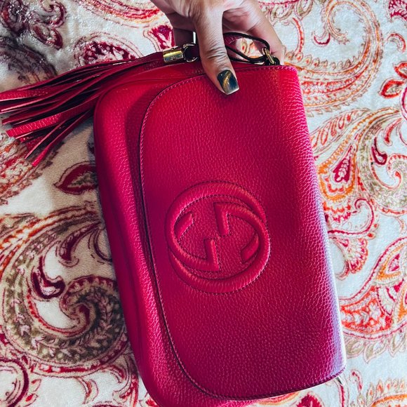 Gucci Soho Pebbled Calfskin Medium Flap Leather Shoulder Bag - Picture 2 of 6